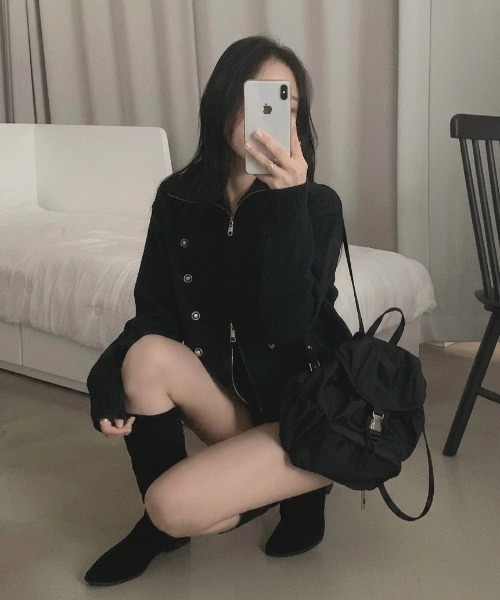 yuue' ( wear )(ユーイ)の「ダブルジップナポレオンカーディガン(カーディガン/ボレロ・レディース・ブラック/グレー/アイボリー・FREE)」の16枚目の写真