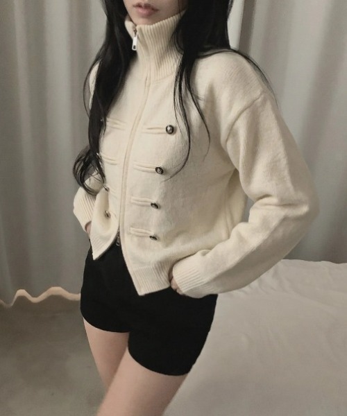 yuue' ( wear )(ユーイ)の「ダブルジップナポレオンカーディガン(カーディガン/ボレロ・レディース・ブラック/グレー/アイボリー・FREE)」の6枚目の写真