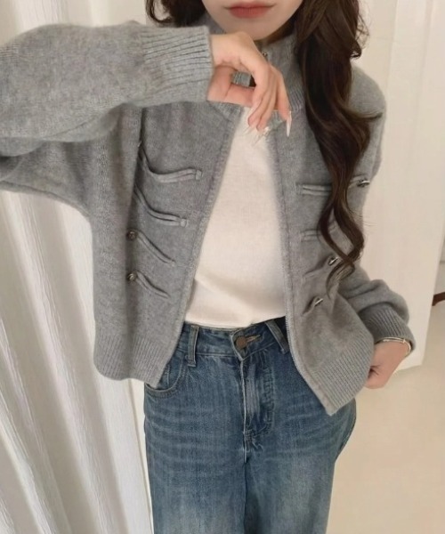 yuue' ( wear )(ユーイ)の「ダブルジップナポレオンカーディガン(カーディガン/ボレロ・レディース・ブラック/グレー/アイボリー・FREE)」の8枚目の写真