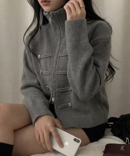 yuue' ( wear )(ユーイ)の「ダブルジップナポレオンカーディガン(カーディガン/ボレロ・レディース・ブラック/グレー/アイボリー・FREE)」の18枚目の写真