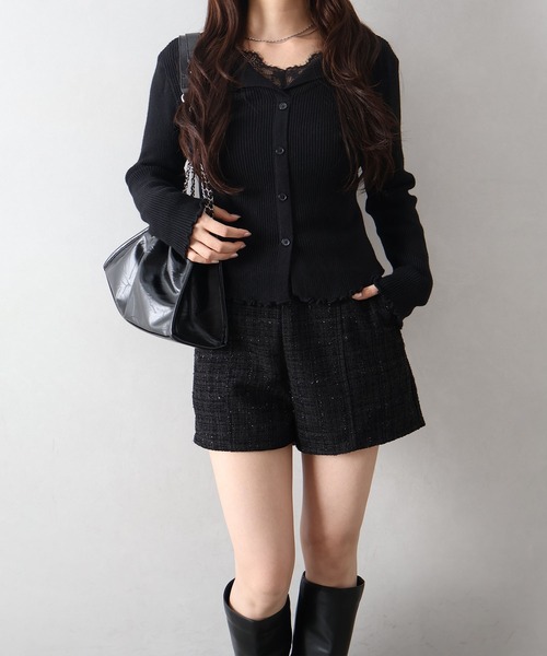 SpRay(スプレイ)の「ツィードショートパンツ(その他パンツ・レディース・ブラック/ホワイト×ブラック/ブラック×ホワイト・FREE)」の6枚目の写真