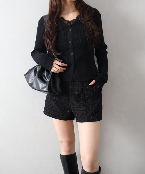 SpRay(スプレイ)の「ツィードショートパンツ(その他パンツ・レディース・ブラック/ホワイト×ブラック/ブラック×ホワイト・FREE)」の7枚目の写真