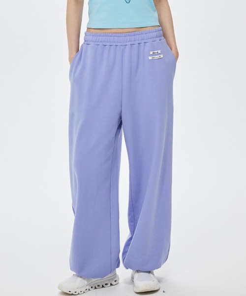Mardi Mercredi(マルディメクルディ)の「JOGGER PANTS DOUBLE LABEL / ジョガー パンツ ダブル ラベル(スウェットパンツ・レディース・ラベンダー/ピンク・FREE)」の1枚目の写真