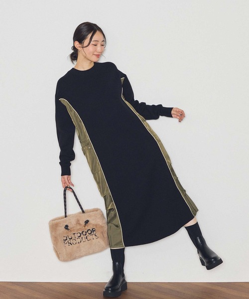 Gready Brilliant(グレディブリリアン)の「ワーク切り替えクルーワンピース(ワンピース・レディース・ブラック×カーキ・FREE)」の8枚目の写真