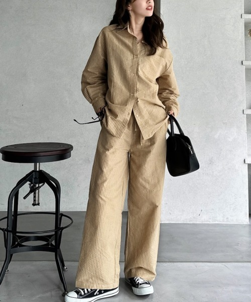 TREOVER（トレオーバー）の「抜け感をプラスするオーバーサイズシャツ（シャツ/ブラウス・レディース・ベージュ系その他/ブラウン系/ブルー系/ベージュ系その他2・FREE）」の12枚目の写真