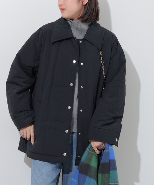 JOURNAL STANDARD relume(ジャーナルスタンダード レリューム)の「撥水ナイロン中綿シャツブルゾン(その他アウター・レディース・アイボリー/ブラック・FREE)」の5枚目の写真