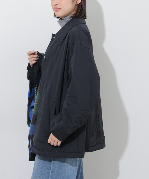 JOURNAL STANDARD relume(ジャーナルスタンダード レリューム)の「撥水ナイロン中綿シャツブルゾン(その他アウター・レディース・アイボリー/ブラック・FREE)」の6枚目の写真