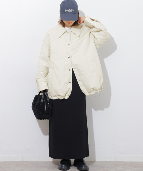 JOURNAL STANDARD relume(ジャーナルスタンダード レリューム)の「撥水ナイロン中綿シャツブルゾン(その他アウター・レディース・アイボリー/ブラック・FREE)」の8枚目の写真