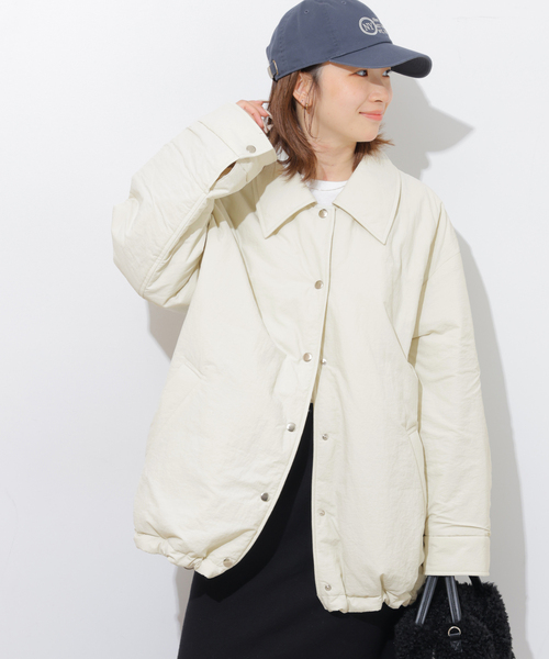 JOURNAL STANDARD relume(ジャーナルスタンダード レリューム)の「撥水ナイロン中綿シャツブルゾン(その他アウター・レディース・アイボリー/ブラック・FREE)」の12枚目の写真
