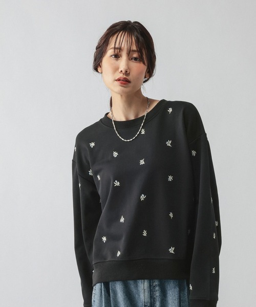 GLOBAL WORK(グローバルワーク)の「乾きやすい刺繍スウェット/1067225(Tシャツ/カットソー・レディース・ライトグレー/ブラック・MEDIUM/LARGE)」の6枚目の写真