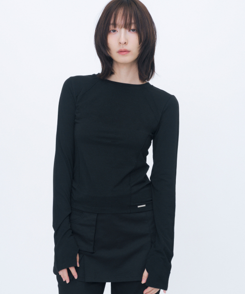 Miseki SEOUL(ミセキソウル)の「リバースオーバーロック長袖 ブラック(Tシャツ/カットソー・レディース・その他・1/2)」の1枚目の写真