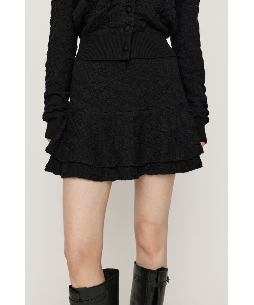 SLY（スライ）の「LAYERED FRILL KNIT S/SKORT レイヤードフリルニットショートスコート 秋服 冬服（スカート・レディース・チャコールグレー/ブラウン/ブラック系その他2/杢グレー・2/1）」の5枚目の写真