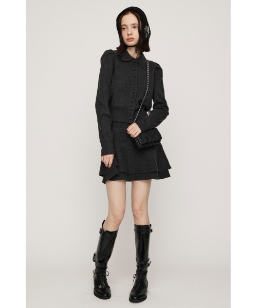 SLY（スライ）の「LAYERED FRILL KNIT S/SKORT レイヤードフリルニットショートスコート 秋服 冬服（スカート・レディース・チャコールグレー/ブラウン/ブラック系その他2/杢グレー・2/1）」の22枚目の写真
