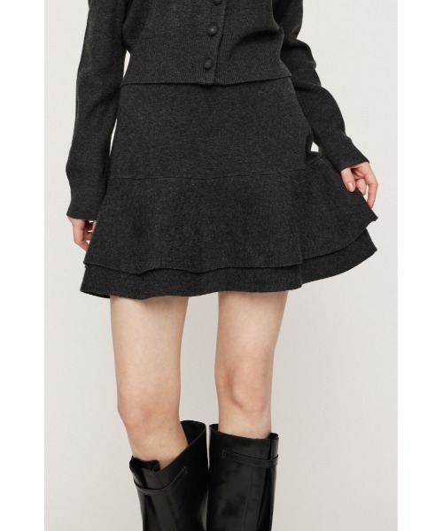 SLY（スライ）の「LAYERED FRILL KNIT S/SKORT レイヤードフリルニットショートスコート 秋服 冬服（スカート・レディース・チャコールグレー/ブラウン/ブラック系その他2/杢グレー・2/1）」の21枚目の写真