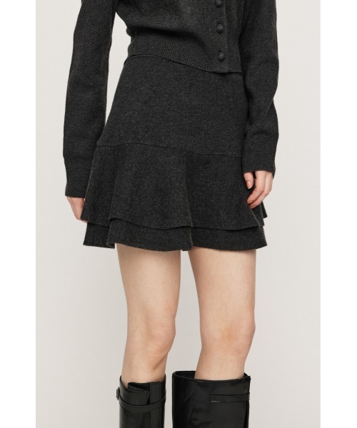 SLY（スライ）の「LAYERED FRILL KNIT S/SKORT レイヤードフリルニットショートスコート 秋服 冬服（スカート・レディース・チャコールグレー/ブラウン/ブラック系その他2/杢グレー・2/1）」の20枚目の写真