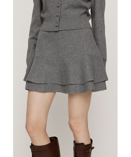 SLY（スライ）の「LAYERED FRILL KNIT S/SKORT レイヤードフリルニットショートスコート 秋服 冬服（スカート・レディース・チャコールグレー/ブラウン/ブラック系その他2/杢グレー・2/1）」の19枚目の写真