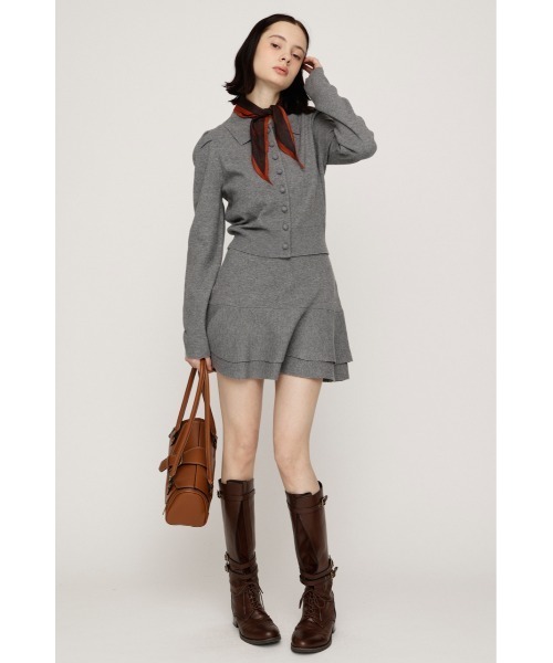 SLY（スライ）の「LAYERED FRILL KNIT S/SKORT レイヤードフリルニットショートスコート 秋服 冬服（スカート・レディース・チャコールグレー/ブラウン/ブラック系その他2/杢グレー・2/1）」の18枚目の写真