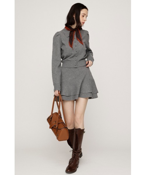 SLY（スライ）の「LAYERED FRILL KNIT S/SKORT レイヤードフリルニットショートスコート 秋服 冬服（スカート・レディース・チャコールグレー/ブラウン/ブラック系その他2/杢グレー・2/1）」の17枚目の写真