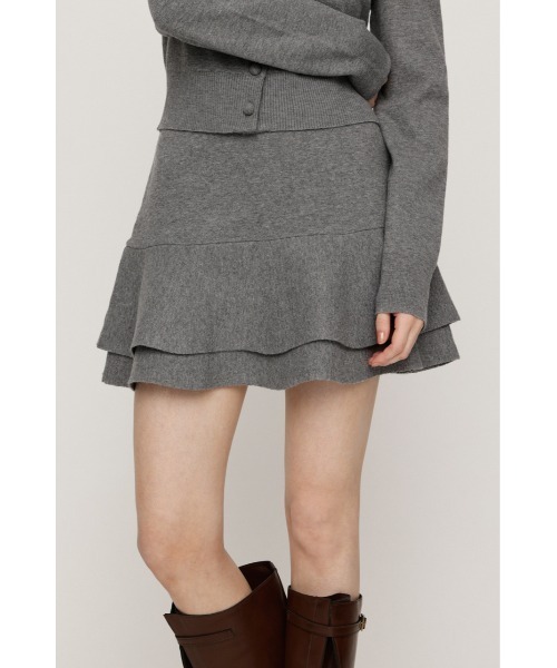 SLY（スライ）の「LAYERED FRILL KNIT S/SKORT レイヤードフリルニットショートスコート 秋服 冬服（スカート・レディース・チャコールグレー/ブラウン/ブラック系その他2/杢グレー・2/1）」の16枚目の写真