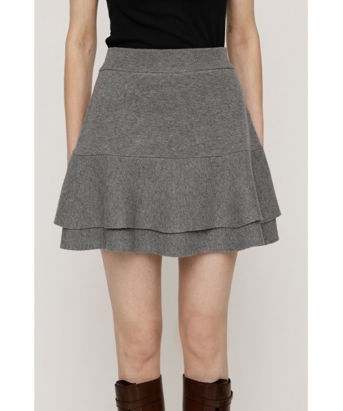 SLY（スライ）の「LAYERED FRILL KNIT S/SKORT レイヤードフリルニットショートスコート 秋服 冬服（スカート・レディース・チャコールグレー/ブラウン/ブラック系その他2/杢グレー・2/1）」の15枚目の写真