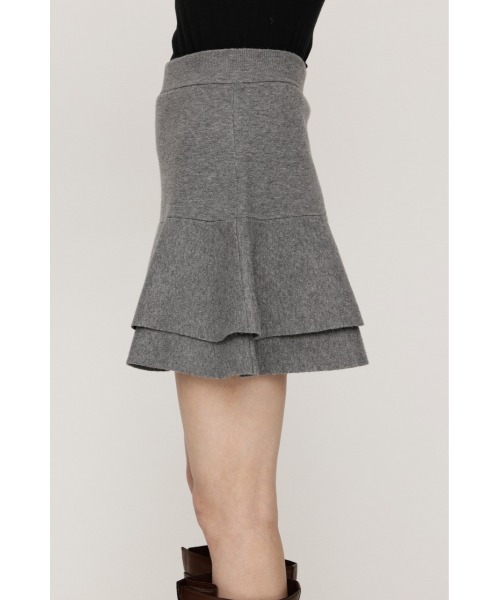 SLY（スライ）の「LAYERED FRILL KNIT S/SKORT レイヤードフリルニットショートスコート 秋服 冬服（スカート・レディース・チャコールグレー/ブラウン/ブラック系その他2/杢グレー・2/1）」の14枚目の写真