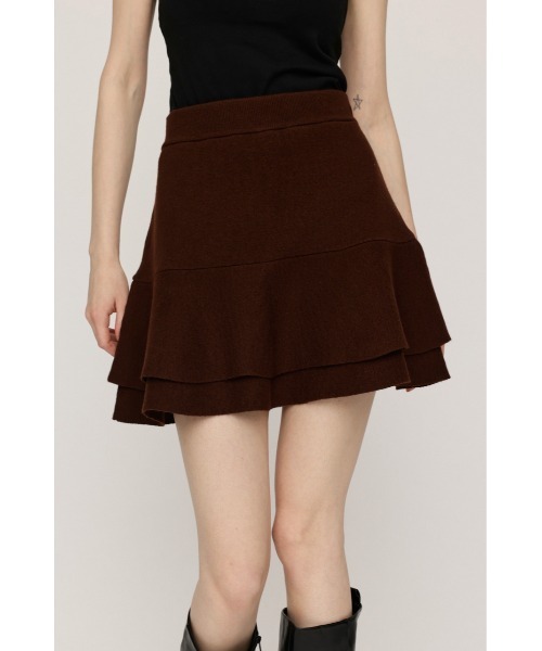 SLY（スライ）の「LAYERED FRILL KNIT S/SKORT レイヤードフリルニットショートスコート 秋服 冬服（スカート・レディース・チャコールグレー/ブラウン/ブラック系その他2/杢グレー・2/1）」の11枚目の写真