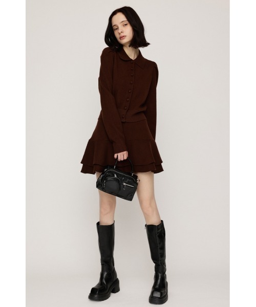 SLY（スライ）の「LAYERED FRILL KNIT S/SKORT レイヤードフリルニットショートスコート 秋服 冬服（スカート・レディース・チャコールグレー/ブラウン/ブラック系その他2/杢グレー・2/1）」の10枚目の写真