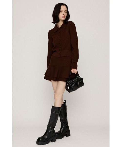 SLY（スライ）の「LAYERED FRILL KNIT S/SKORT レイヤードフリルニットショートスコート 秋服 冬服（スカート・レディース・チャコールグレー/ブラウン/ブラック系その他2/杢グレー・2/1）」の9枚目の写真