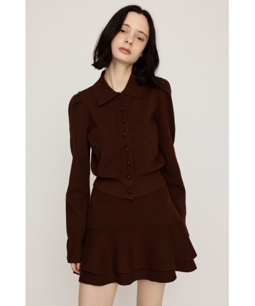 SLY（スライ）の「LAYERED FRILL KNIT S/SKORT レイヤードフリルニットショートスコート 秋服 冬服（スカート・レディース・チャコールグレー/ブラウン/ブラック系その他2/杢グレー・2/1）」の8枚目の写真