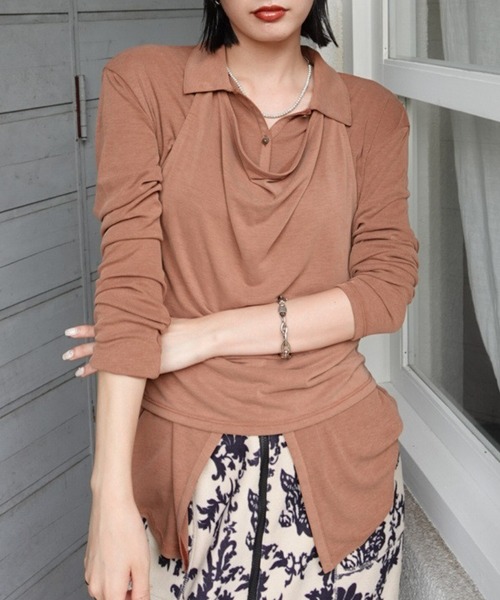 HALTER DRAPE DOCKING CUT TOP（Tシャツ/カットソー）｜Ameri（アメリ