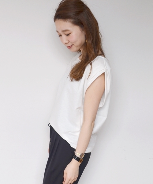 SHIPS for women（シップスフォーウィメン）の「ラミージャージータックプルオーバー（Tシャツ/カットソー・レディース・オリーブ/ライトホワイト/ブラック/ピンク・ONE SIZE）」の2枚目の写真