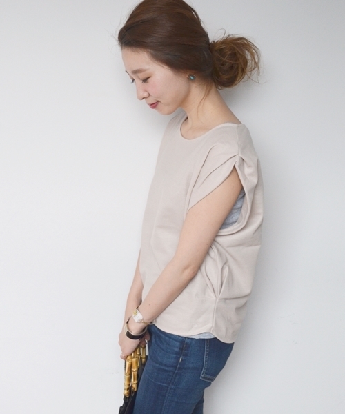 SHIPS for women（シップスフォーウィメン）の「ラミージャージータックプルオーバー（Tシャツ/カットソー・レディース・オリーブ/ライトホワイト/ブラック/ピンク・ONE SIZE）」の4枚目の写真