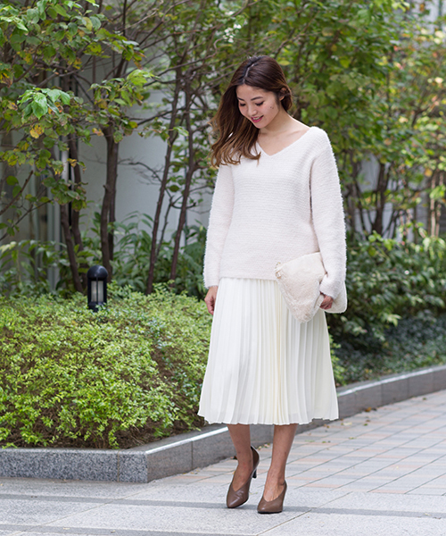 NATURAL BEAUTY BASIC（ナチュラルビューティーベーシック）の「【NBB×AneCan コラボ商品】プリーツスカート 【AneCan 12月号掲載】（スカート・レディース・グレー/ホワイト系その他/ピンク・SMALL/X-SMALL/MEDIUM）」の6枚目の写真