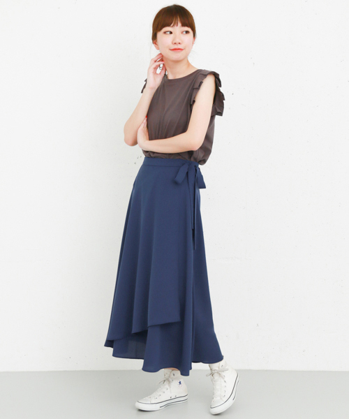 KBF+（ケービーエフプラス）の「KBF+ ラップロングSK（スカート・レディース・ライトベージュ/レッド/ブルー・ONE）」の7枚目の写真