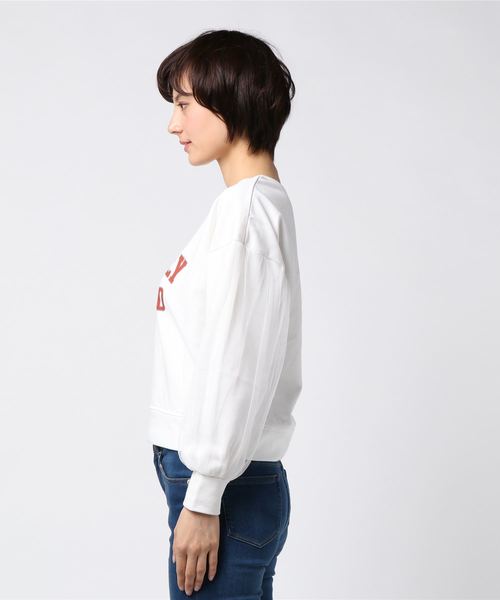 VENCEEXCHANGE（ヴァンスエクスチェンジ）の「袖チュール重ねロゴ裏毛プルオーバー  （スウェット・レディース・グレー/オフホワイト/グリーン・MEDIUM）」の4枚目の写真