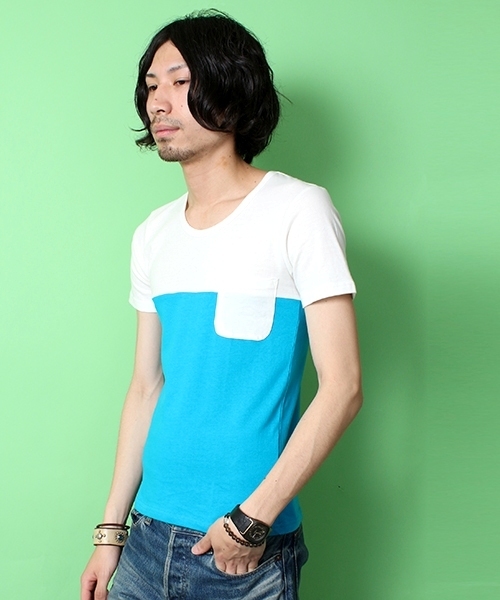 WEGO(ウィゴー)の「WEGO/バイカラーポケットTee(S)(Tシャツ/カットソー・メンズ・ダークグレー/オレンジ/レッド/ブラック/ホワイト・LARGE/MEDIUM)」の2枚目の写真