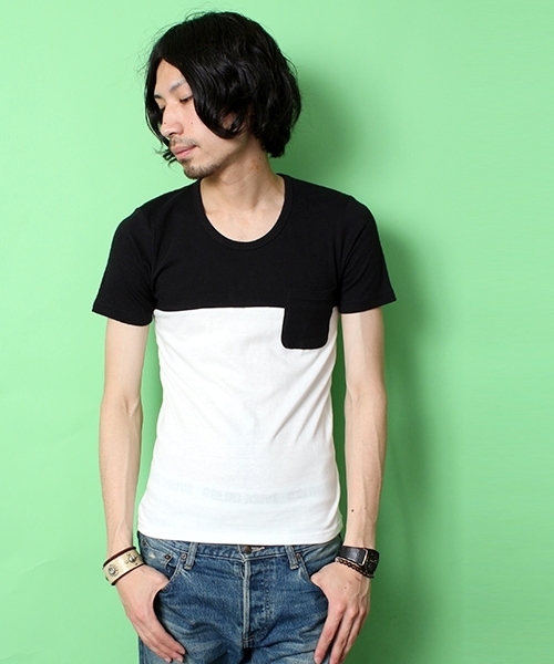 WEGO(ウィゴー)の「WEGO/バイカラーポケットTee(S)(Tシャツ/カットソー・メンズ・ダークグレー/オレンジ/レッド/ブラック/ホワイト・LARGE/MEDIUM)」の3枚目の写真