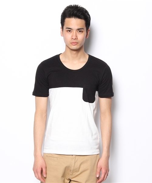WEGO(ウィゴー)の「WEGO/バイカラーポケットTee(S)(Tシャツ/カットソー・メンズ・ダークグレー/オレンジ/レッド/ブラック/ホワイト・LARGE/MEDIUM)」の6枚目の写真