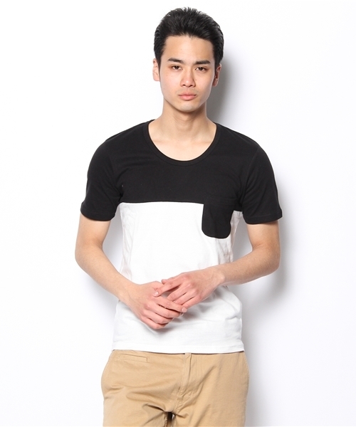 WEGO(ウィゴー)の「WEGO/バイカラーポケットTee(S)(Tシャツ/カットソー・メンズ・ダークグレー/オレンジ/レッド/ブラック/ホワイト・LARGE/MEDIUM)」の16枚目の写真