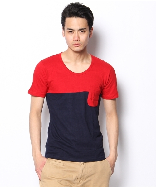 WEGO(ウィゴー)の「WEGO/バイカラーポケットTee(S)(Tシャツ/カットソー・メンズ・ダークグレー/オレンジ/レッド/ブラック/ホワイト・LARGE/MEDIUM)」の17枚目の写真
