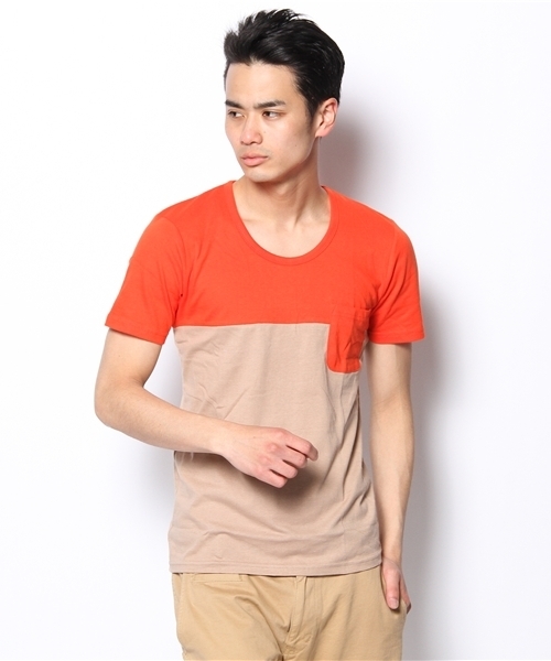 WEGO(ウィゴー)の「WEGO/バイカラーポケットTee(S)(Tシャツ/カットソー・メンズ・ダークグレー/オレンジ/レッド/ブラック/ホワイト・LARGE/MEDIUM)」の18枚目の写真