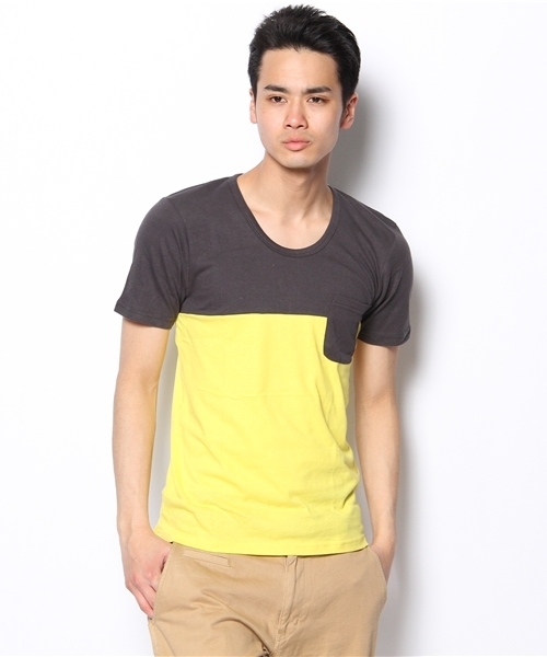 WEGO(ウィゴー)の「WEGO/バイカラーポケットTee(S)(Tシャツ/カットソー・メンズ・ダークグレー/オレンジ/レッド/ブラック/ホワイト・LARGE/MEDIUM)」の13枚目の写真