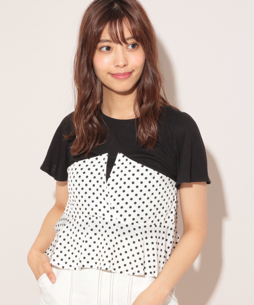 apres jour（アプレジュール）の「ドットビスチェTシャツ【ZOZOTOWN限定アイテム】（Tシャツ/カットソー・レディース・ブラック/オフホワイト・フリー）」の3枚目の写真