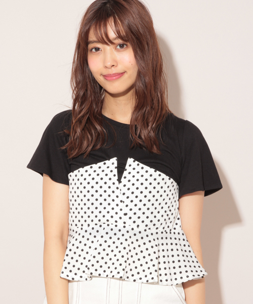 apres jour（アプレジュール）の「ドットビスチェTシャツ【ZOZOTOWN限定アイテム】（Tシャツ/カットソー・レディース・ブラック/オフホワイト・フリー）」の4枚目の写真