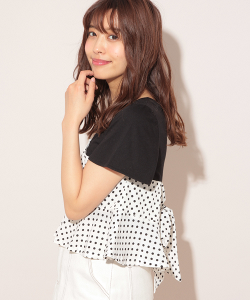 apres jour（アプレジュール）の「ドットビスチェTシャツ【ZOZOTOWN限定アイテム】（Tシャツ/カットソー・レディース・ブラック/オフホワイト・フリー）」の5枚目の写真