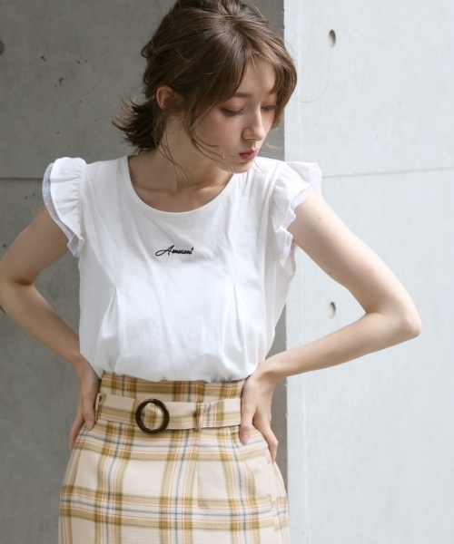 Heather(ヘザー)の「チュールカサネT/NS 800520(Tシャツ/カットソー・レディース・ホワイト/ブラック・FREE)」の1枚目の写真