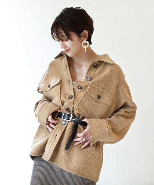 TODAYFUL（トゥデイフル）の「ルーズスライバージャケット（ブルゾン・レディース・ベージュ/グレー・36inch/38inch）」の2枚目の写真