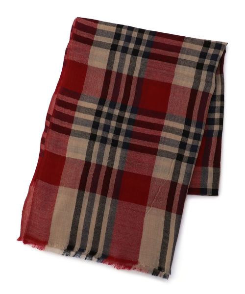 SHIPS JET BLUE（シップスジェットブルー）の「SHIPS JET BLUE: インドウールチェック ストール180（ストール/ショール・メンズ・レッド/オリーブ/イエロー/ブルー・ONE SIZE）」の4枚目の写真