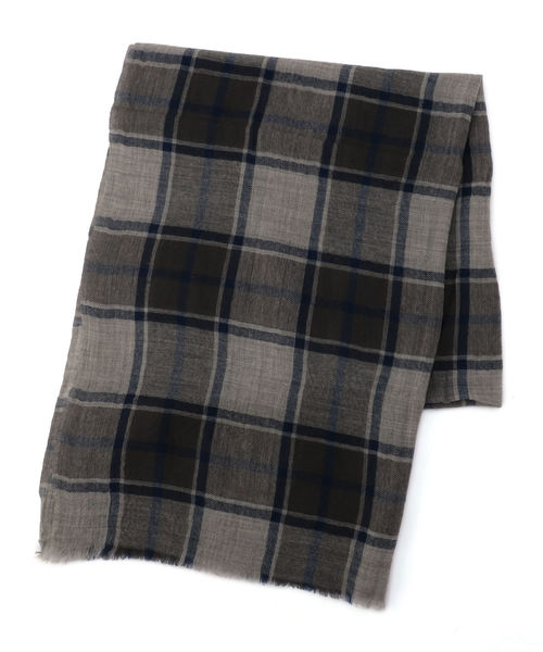 SHIPS JET BLUE（シップスジェットブルー）の「SHIPS JET BLUE: インドウールチェック ストール180（ストール/ショール・メンズ・レッド/オリーブ/イエロー/ブルー・ONE SIZE）」の2枚目の写真
