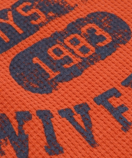 green label relaxing（グリーンレーベルリラクシング）の「ワッフル カレッジプリント プルオーバー（Tシャツ/カットソー・キッズ・ネイビー/オレンジ・95/115/105/125）」の7枚目の写真